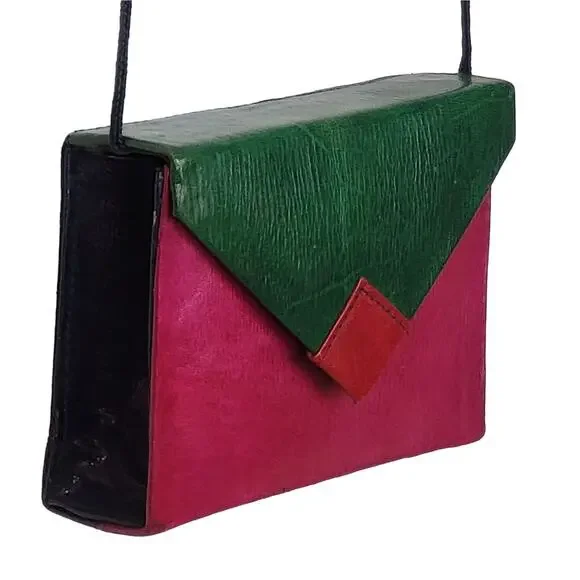 Vintage Multi Royal Colored Leather Mini Crossbody Bag Made in Tokyo - Picture 4 of 13